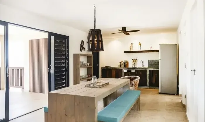 Fully equipped outdoor kitchen and cooking facilities at our bonaire vacation rentals oceanfront.