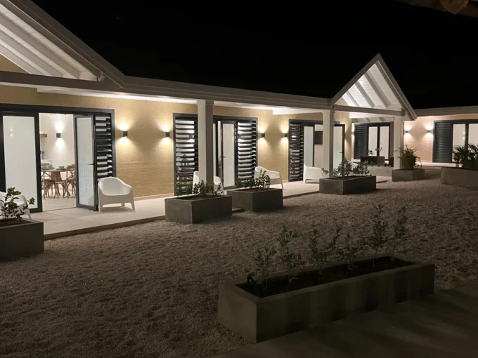Spacious oceanfront patio with panoramic Caribbean Sea views in our bonaire rentals for long term.