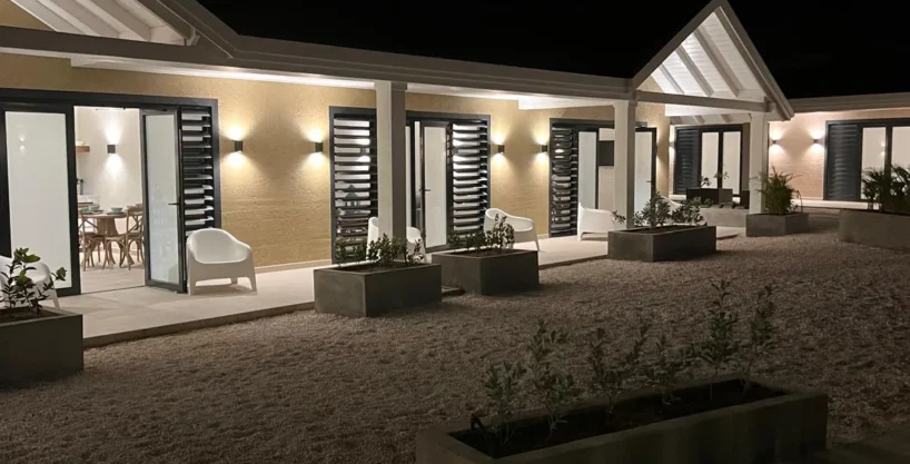 Spacious oceanfront patio with panoramic Caribbean Sea views in our bonaire rentals for long term.
