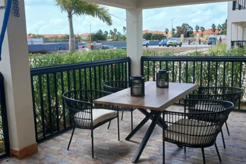 Front entrance view of Pamplona Apartment 1, a bedroom rental in Bonaire.